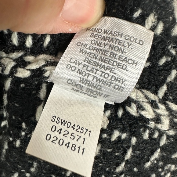 J. Jill WOOL Blend black white Open WIDE SHAWL COLLAR Cardigan sweater sz M GUC - Picture 2 of 5